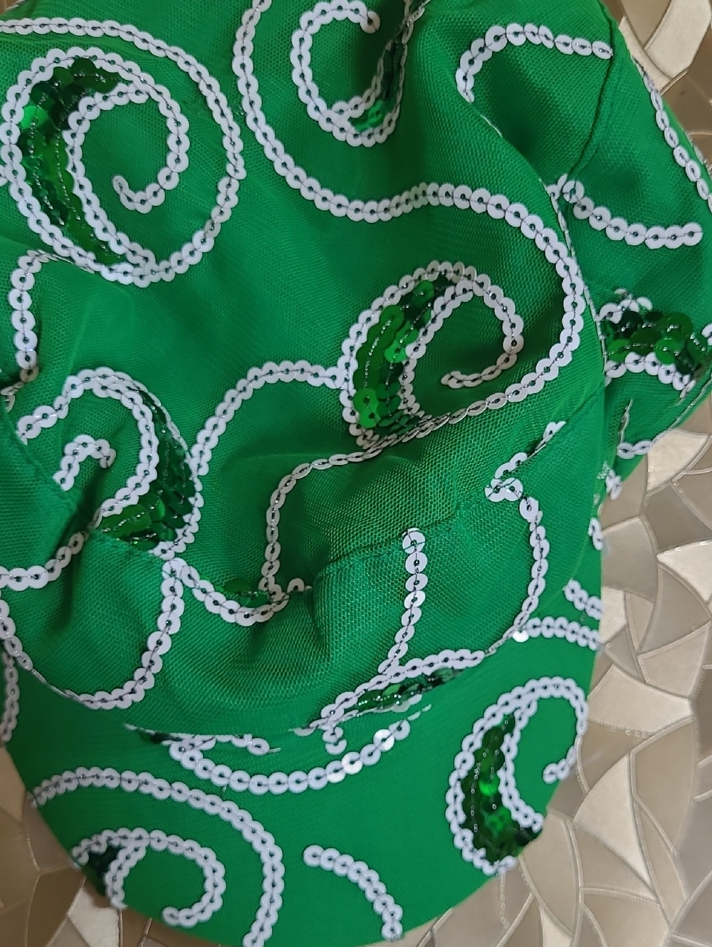 Beautiful Green Sequin Swirl Cap